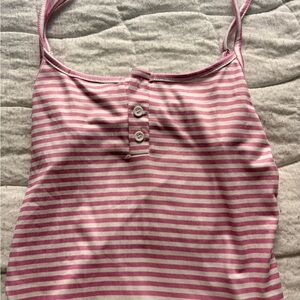 Pink and White Striped Tank Top